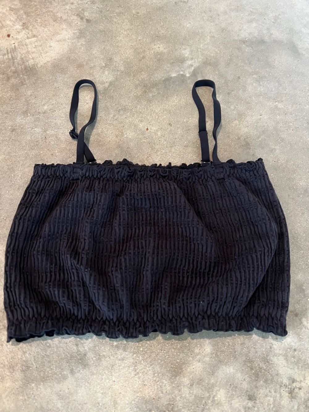 Black Smocked Crop Tank Top